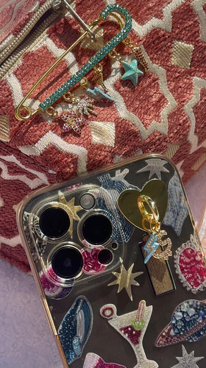 Gold Heart Stick-On Phone Charm (up to 3 charms only for custom phone charms)