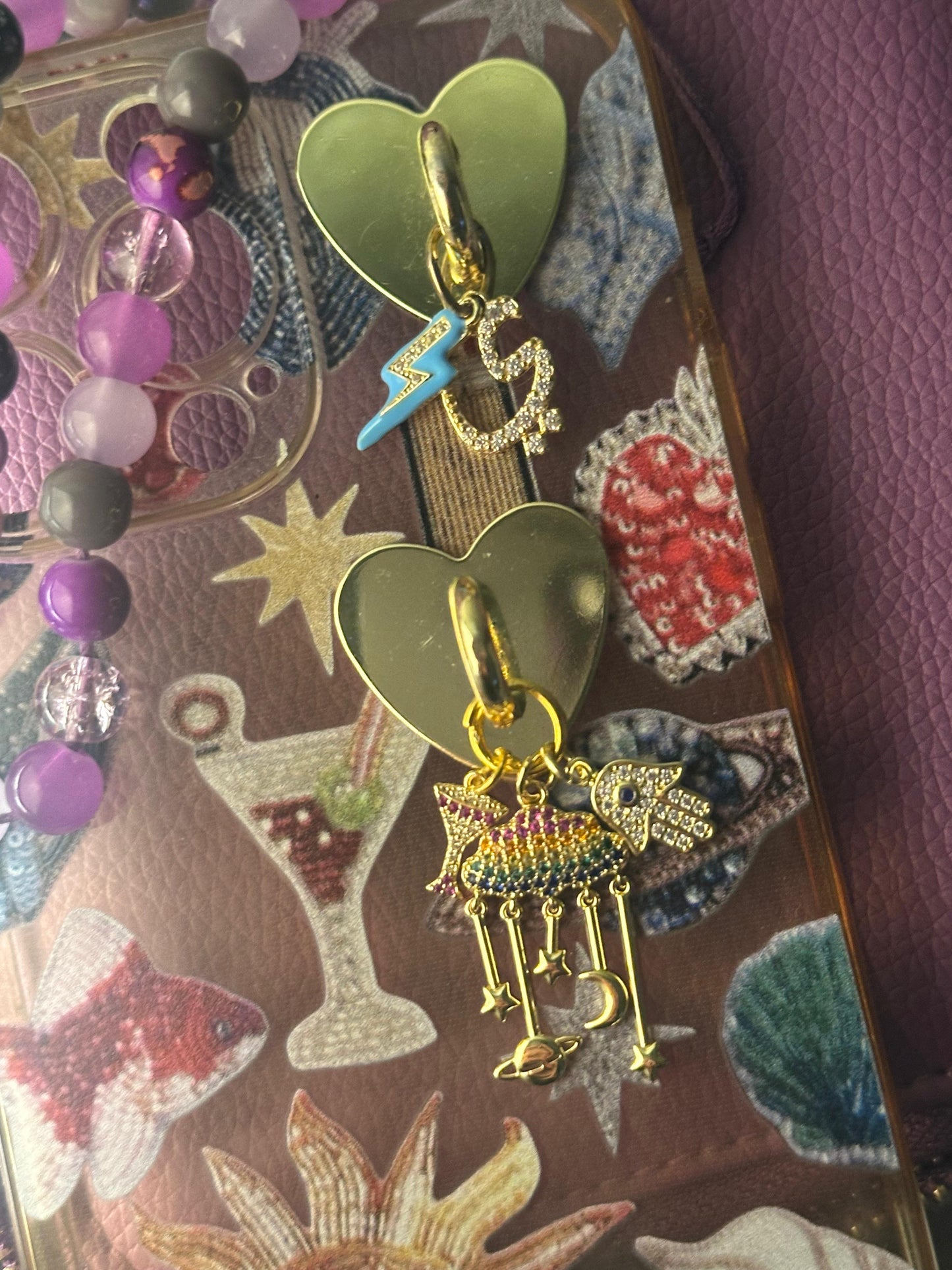 Gold Heart Stick-On Phone Charm (up to 3 charms only for custom phone charms)